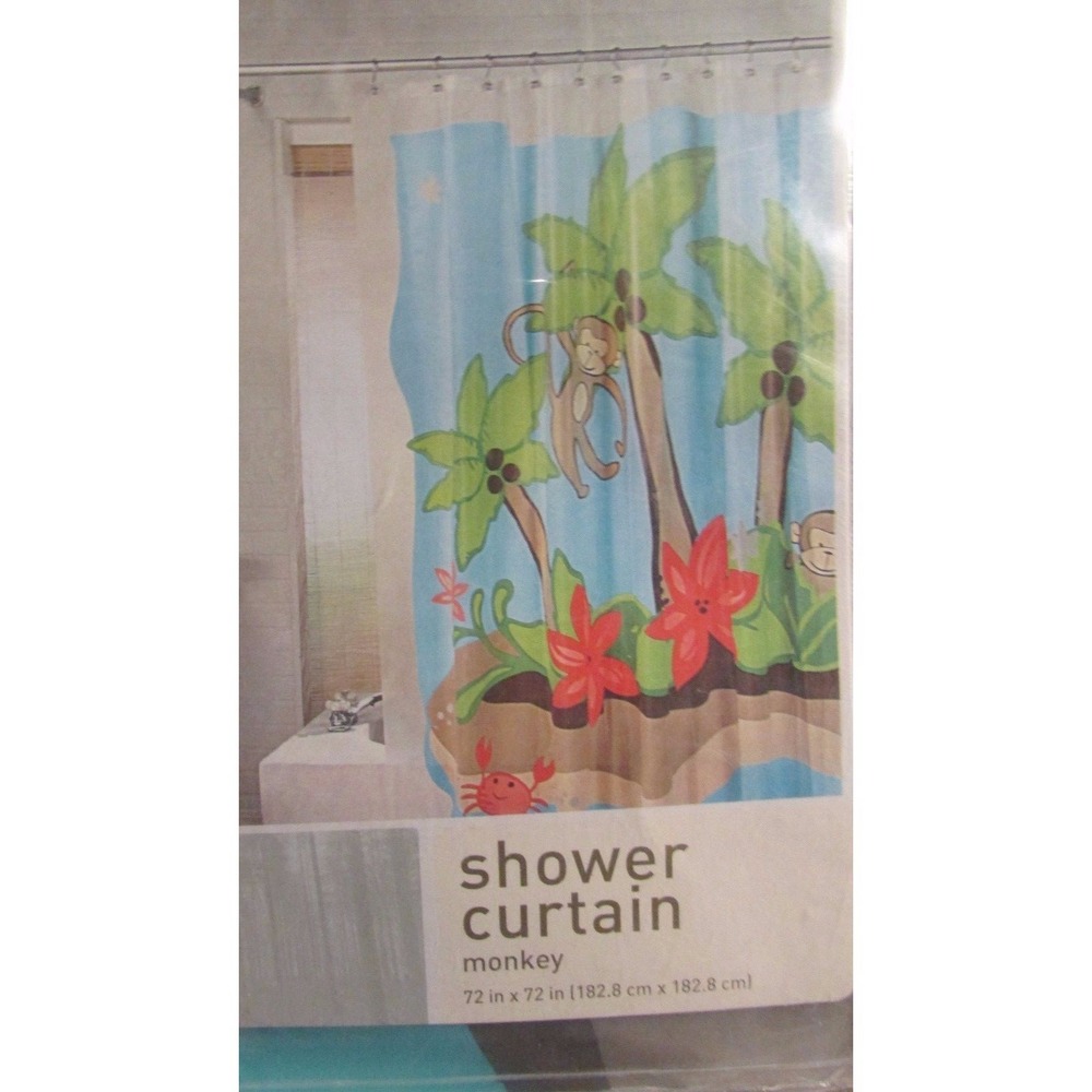 Home for Target monkey coconut trees shower curtain 72 x 72" NEW NIP vinyl